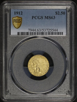 Obverse of this 1912 Indian $2.5 PCGS MS-63