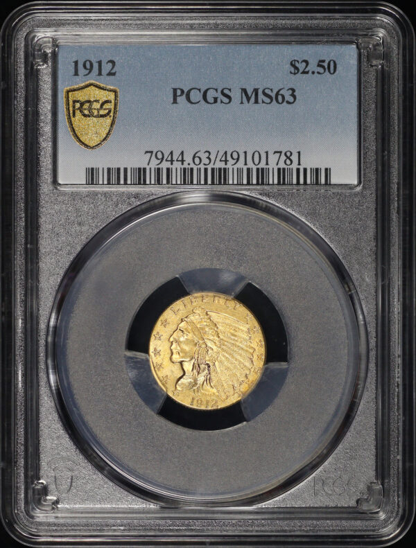 Obverse of this 1912 Indian $2.5 PCGS MS-63