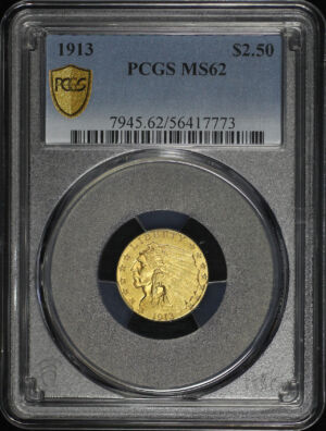 Obverse of this 1913 Indian $2.5 PCGS MS-62