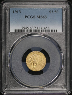 Obverse of this 1913 Indian $2.5 PCGS MS-63