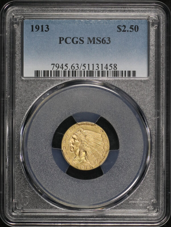 Obverse of this 1913 Indian $2.5 PCGS MS-63