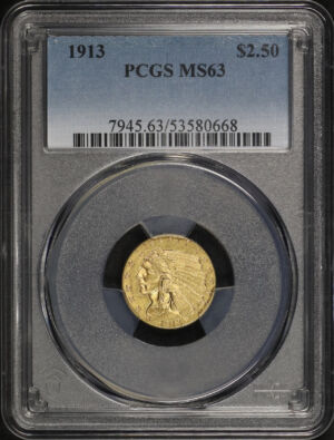 Obverse of this 1913 Indian $2.5 PCGS MS-63