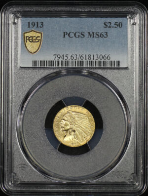 Obverse of this 1913 Indian $2.5 PCGS MS-63