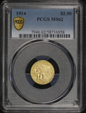 Obverse of this 1914 Indian $2.5 PCGS MS-62