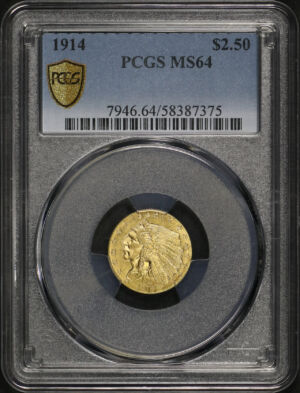 Obverse of this 1914 Indian $2.5 PCGS MS-64