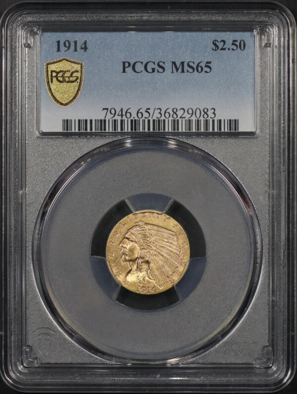 Obverse of this 1914 Indian $2.5 PCGS MS-65