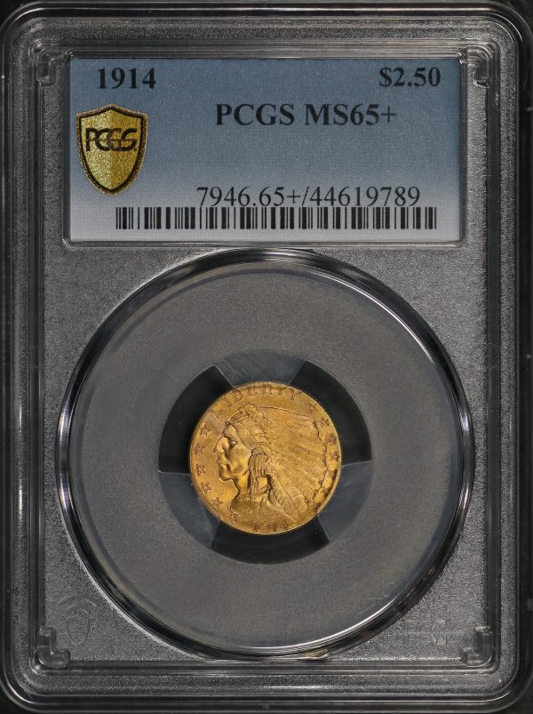Obverse of this 1914 Indian $2.5 PCGS MS-65+