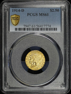 Obverse of this 1914-D Indian $2.5 PCGS MS-61