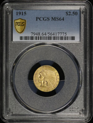 Obverse of this 1915 Indian $2.5 PCGS MS-64