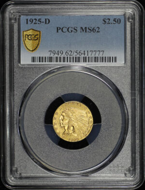 Obverse of this 1925-D Indian $2.5 PCGS MS-62