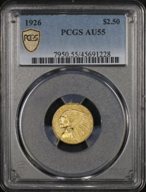 Obverse of this 1926 Indian $2.5 PCGS AU-55