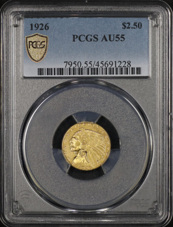 Obverse of this 1926 Indian $2.5 PCGS AU-55