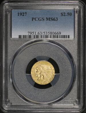 Obverse of this 1927 Indian $2.5 PCGS MS-63