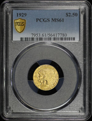 Obverse of this 1929 Indian $2.5 PCGS MS-61
