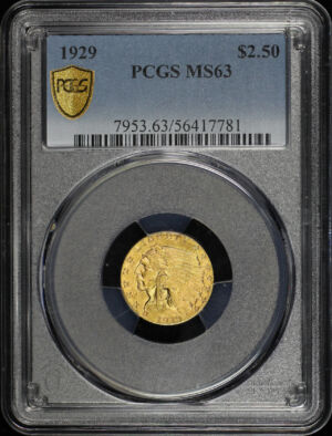 Obverse of this 1929 Indian $2.5 PCGS MS-63
