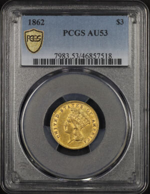 Obverse of this 1862 Three Dollar PCGS AU-53