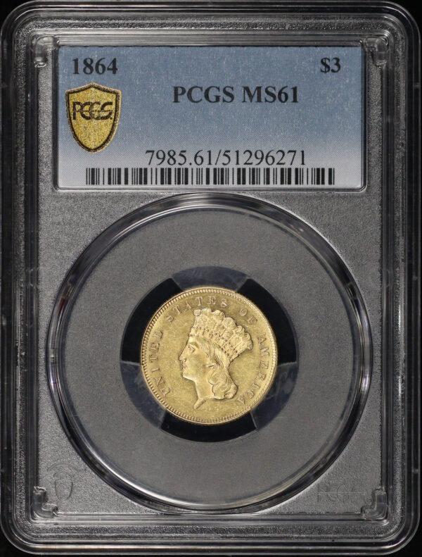 Obverse of this 1864 Three Dollar PCGS MS-61