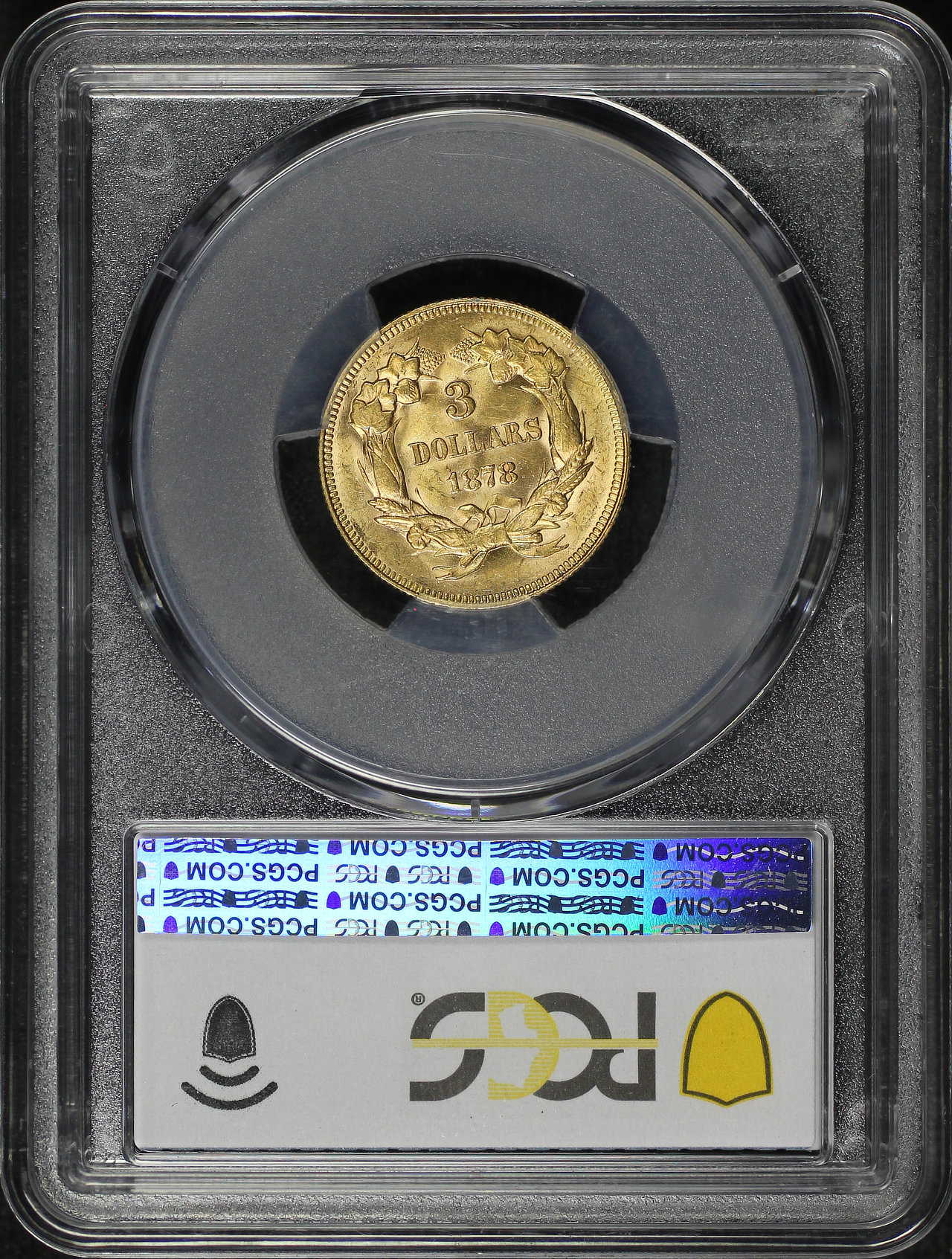Reverse of this 1878 Three Dollar PCGS MS-62
