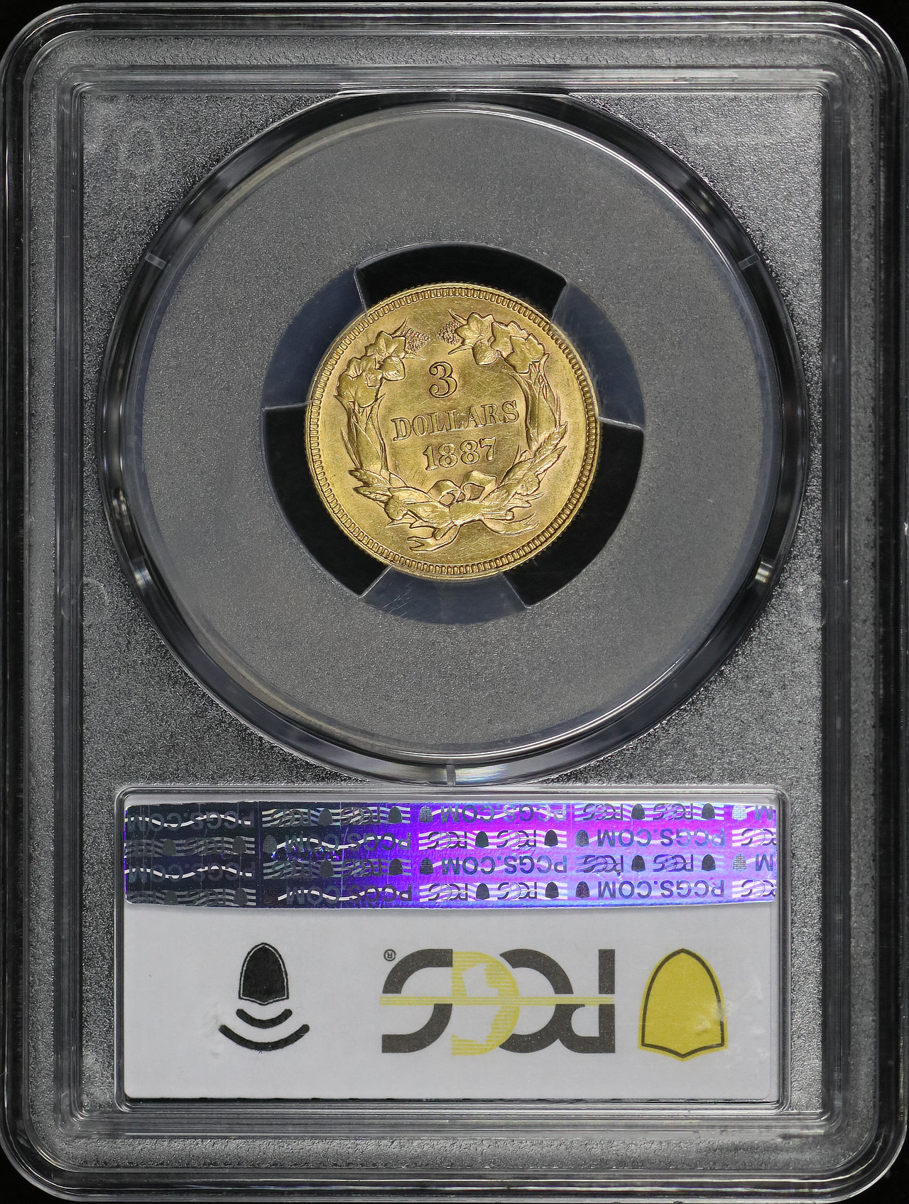 Reverse of this 1887 Three Dollar PCGS AU-58