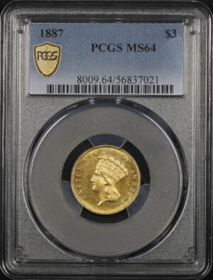 Obverse of this 1887 Three Dollar PCGS MS-64