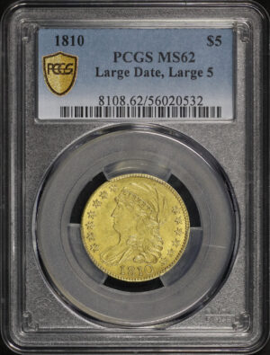 Obverse of this 1810 Capped Bust $5 Large Date, Large 5 PCGS MS-62