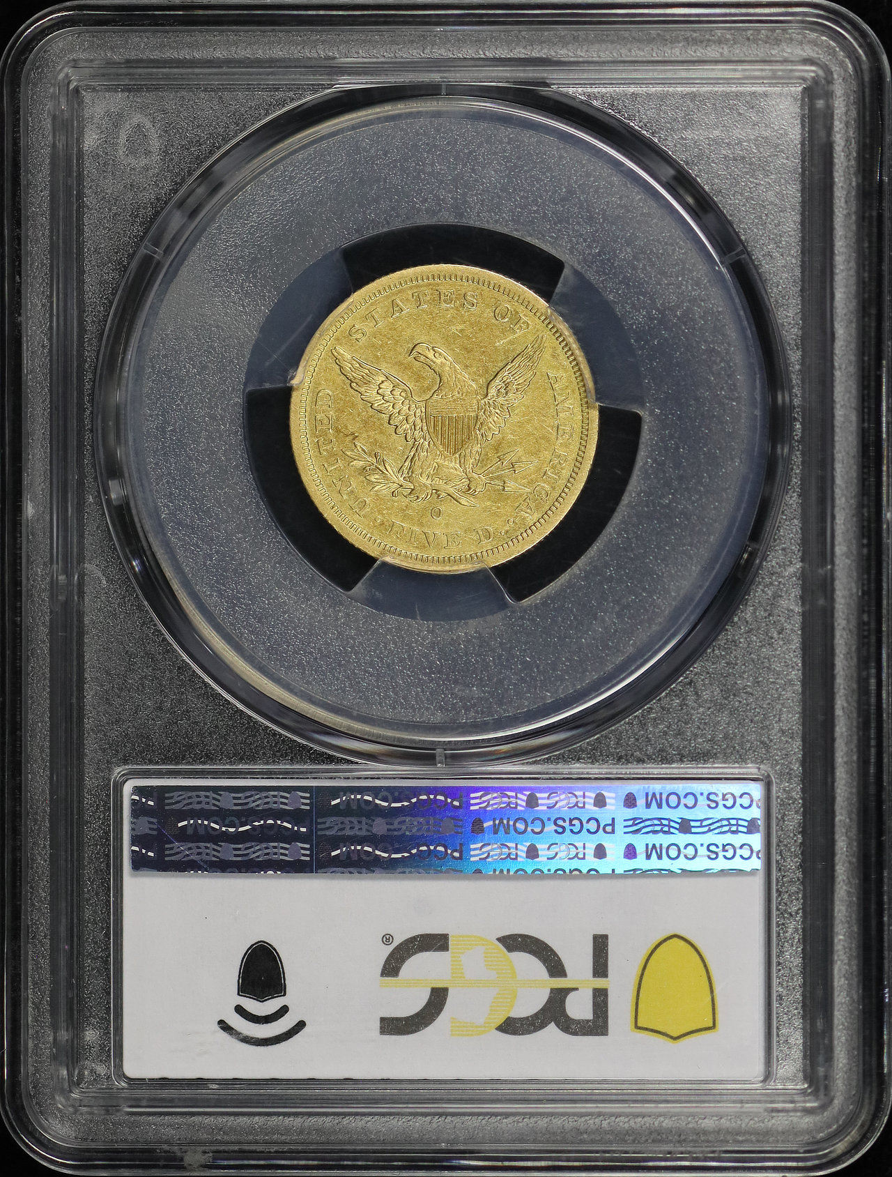 Reverse of this 1843-O Liberty Head $5 Small Letters PCGS AU-50