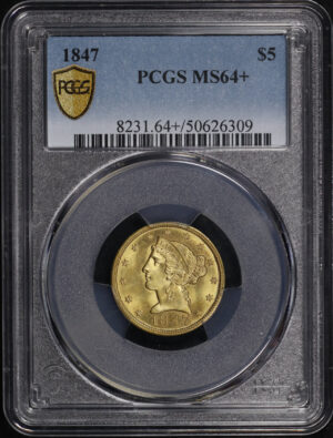 Obverse of this 1847 Liberty Head $5 PCGS MS-64+