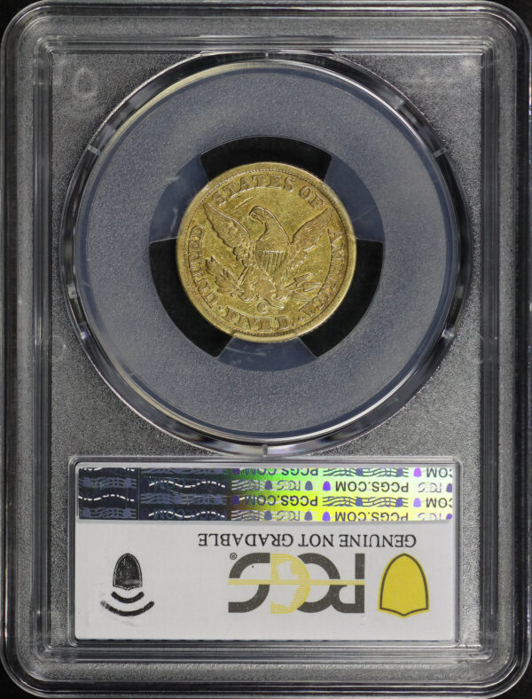 Reverse of this 1847-C Liberty Head $5 PCGS F-92
