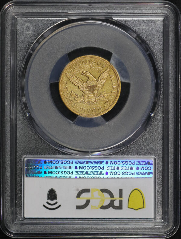 Reverse of this 1870-CC Liberty Head $5 PCGS AU-53