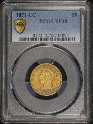 Obverse of this 1871-CC Liberty Head $5 PCGS XF-40
