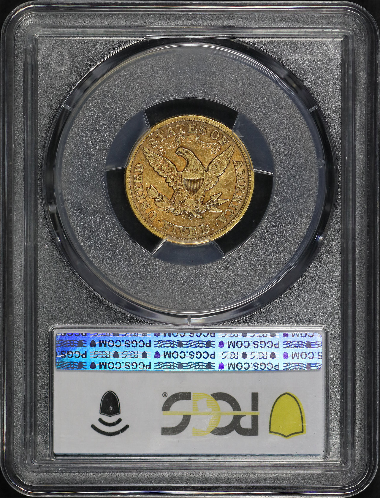 Reverse of this 1871-CC Liberty Head $5 PCGS XF-40