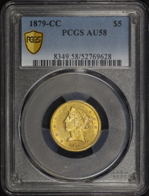 Obverse of this 1879-CC Liberty Head $5 PCGS AU-58