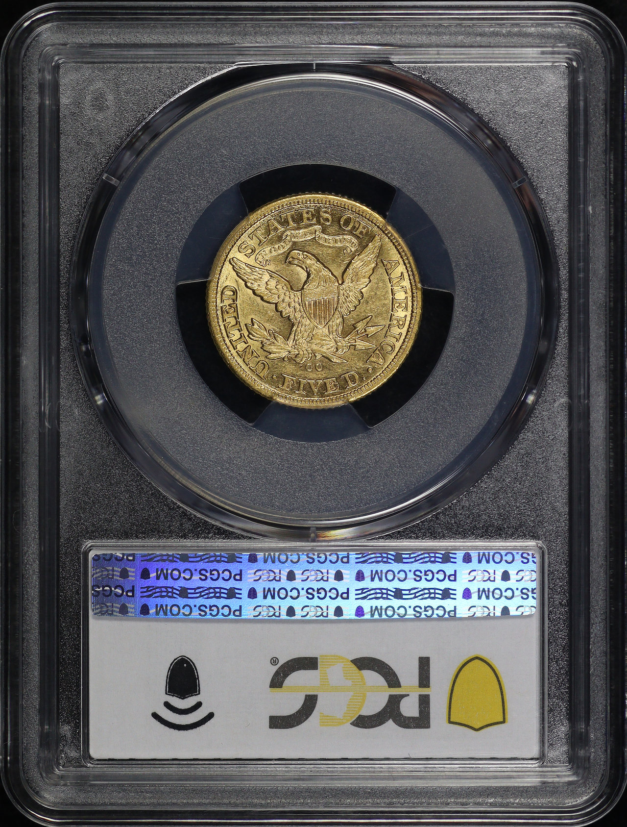Reverse of this 1880-CC Liberty Head $5 PCGS AU-58