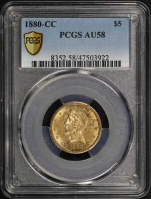 Obverse of this 1880-CC Liberty Head $5 PCGS AU-58