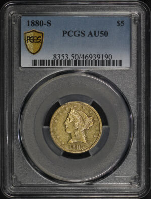 Obverse of this 1880-S Liberty Head $5 PCGS AU-50