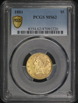 Obverse of this 1881 Liberty Head $5 PCGS MS-62