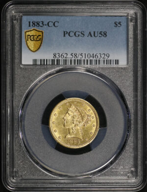 Obverse of this 1883-CC Liberty Head $5 PCGS AU-58