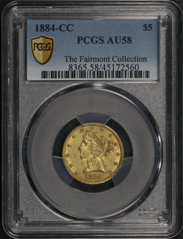 Obverse of this 1884-CC Liberty Head $5 PCGS AU-58