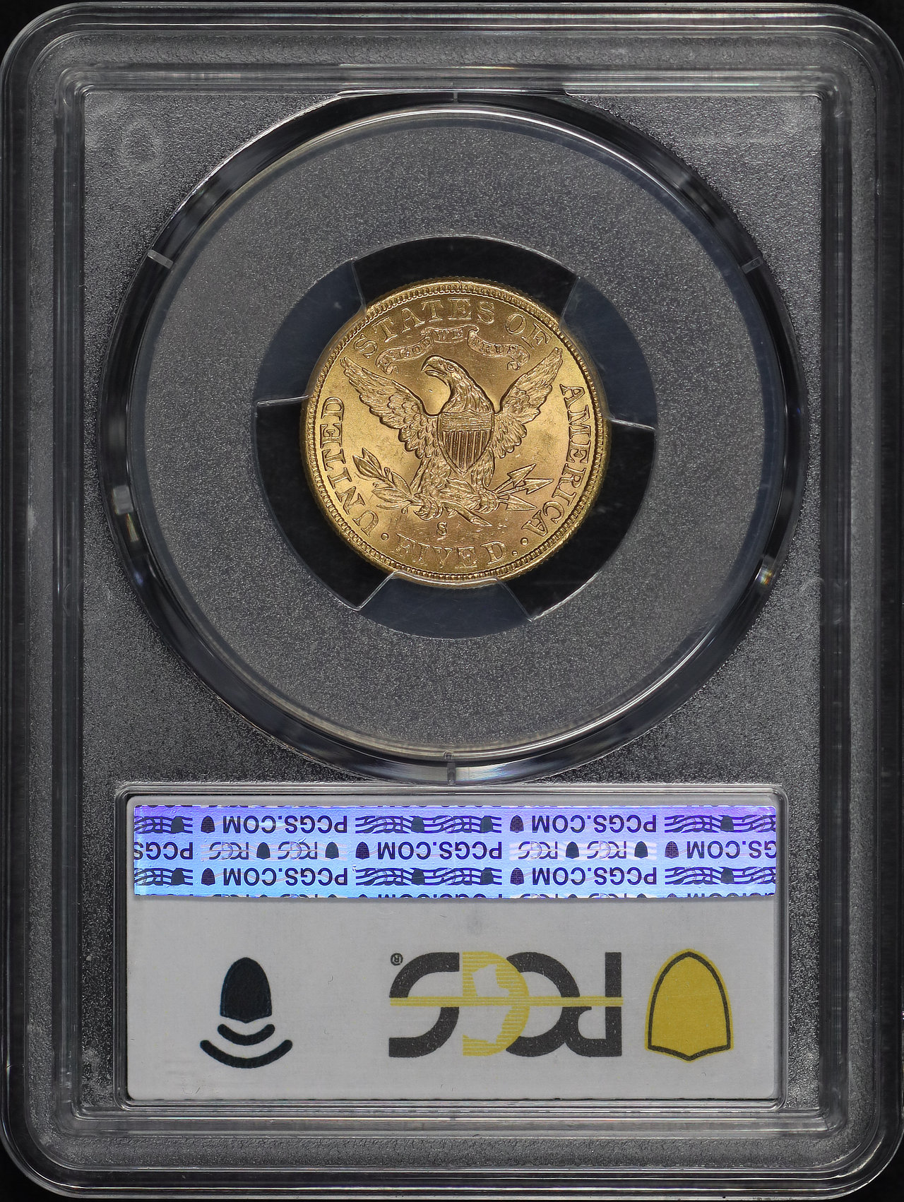 Reverse of this 1885-S Liberty Head $5 PCGS MS-64