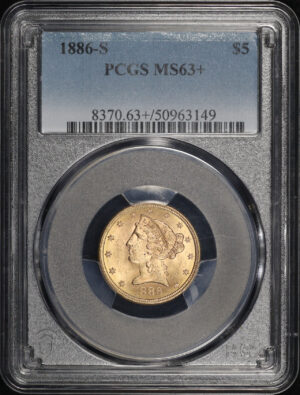 Obverse of this 1886-S Liberty Head $5 PCGS MS-63+