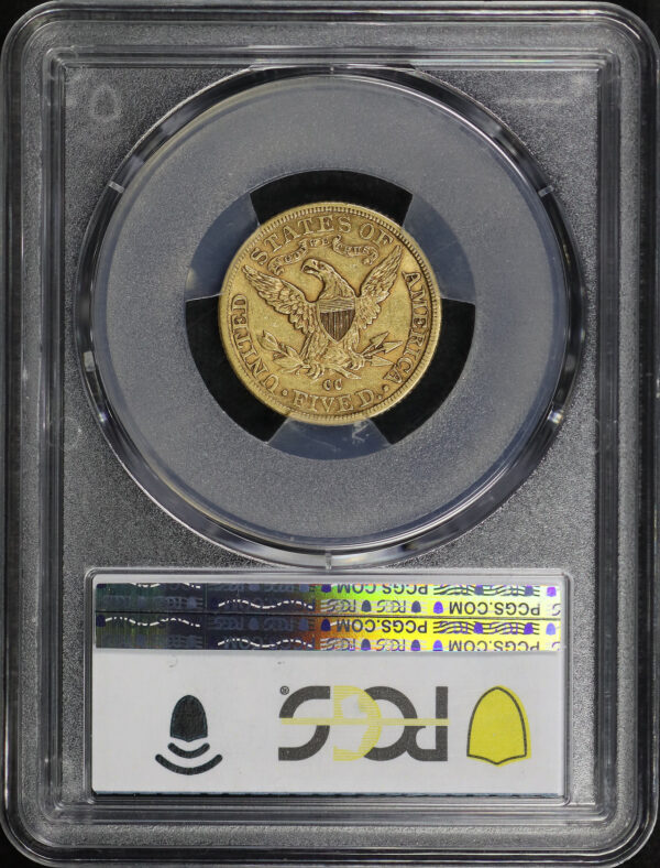 Reverse of this 1891-CC Liberty Head $5 PCGS AU-50