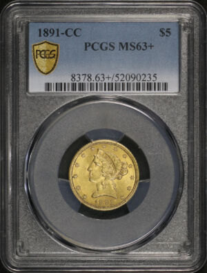 Obverse of this 1891-CC Liberty Head $5 PCGS MS-63+