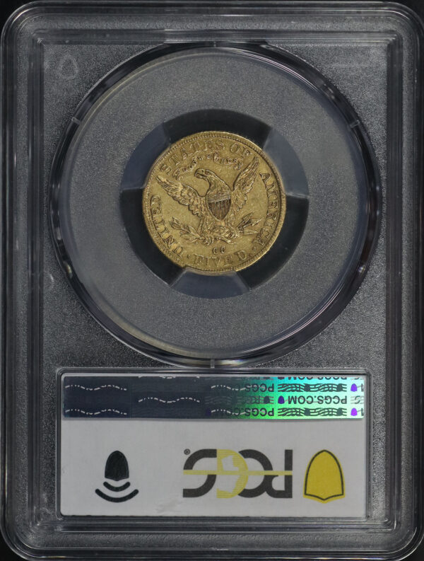 Reverse of this 1892-CC Liberty Head $5 PCGS AU-55 CAC
