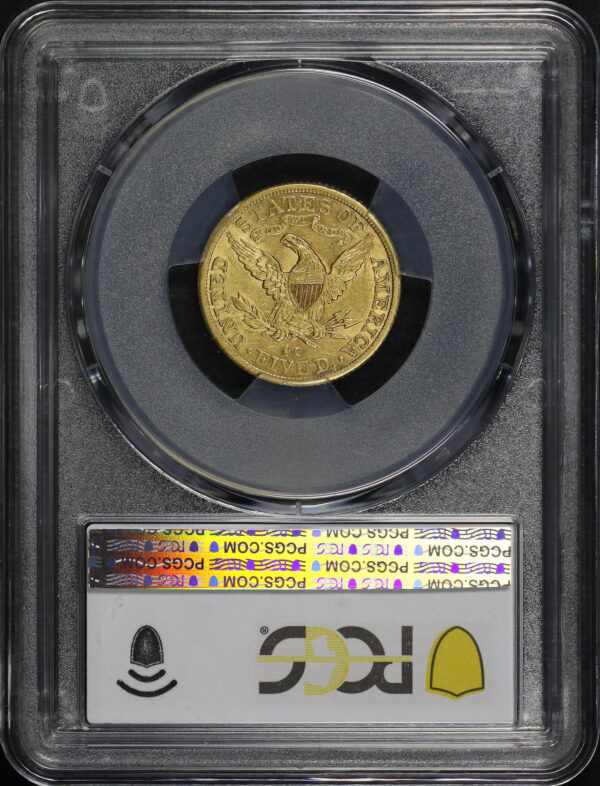 Reverse of this 1892-CC Liberty Head $5 PCGS AU-58
