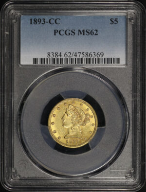 Obverse of this 1893-CC Liberty Head $5 PCGS MS-62