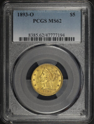 Obverse of this 1893-O Liberty Head $5 PCGS MS-62