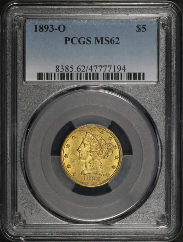 Obverse of this 1893-O Liberty Head $5 PCGS MS-62