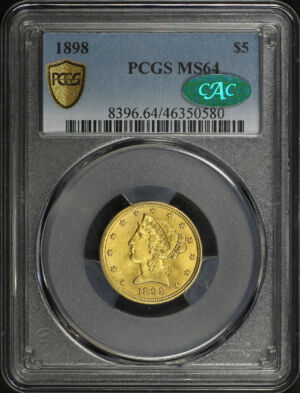 Obverse of this 1898 Liberty Head $5 PCGS MS-64 CAC