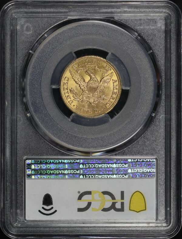 Reverse of this 1901-S Liberty Head $5 PCGS MS-64+ CAC The Fairmont Collection