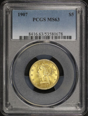 Obverse of this 1907 Liberty Head $5 PCGS MS-63